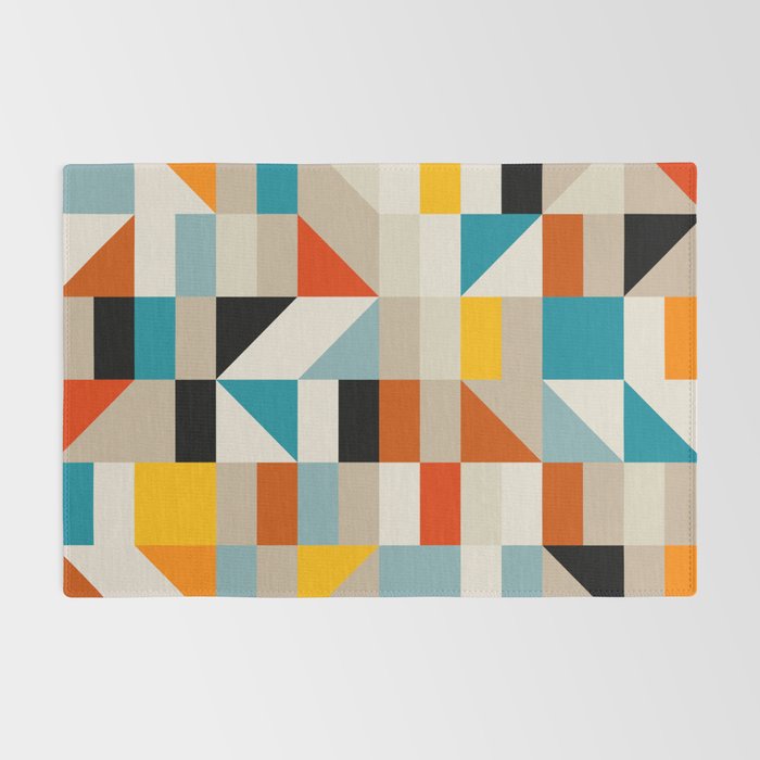 Modern Abstract Geometric Bold Colorful Artwork Rug Gallery Image 2