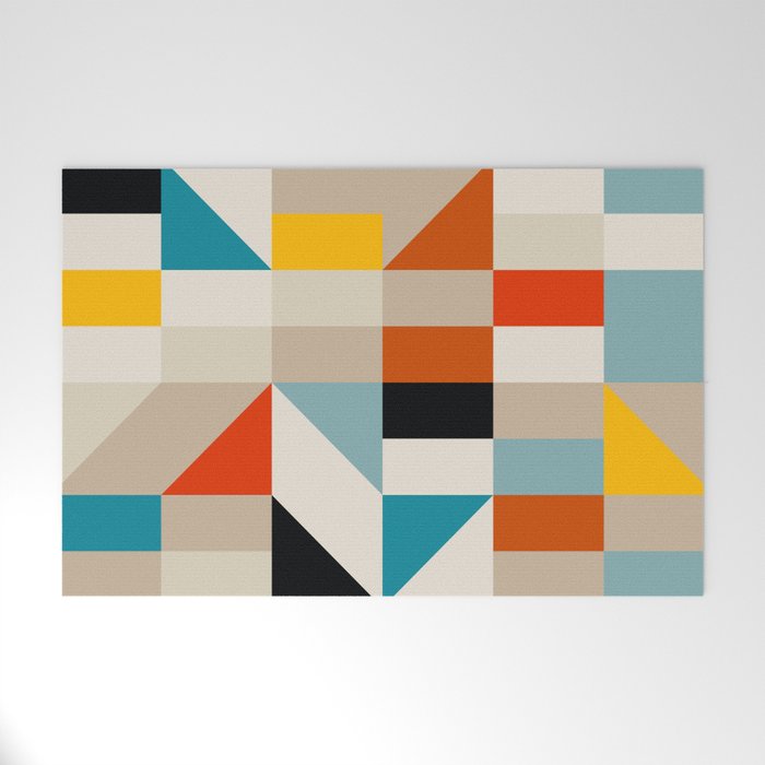 Modern Abstract Geometric Bold Colorful Artwork Welcome Mat Gallery Image 1