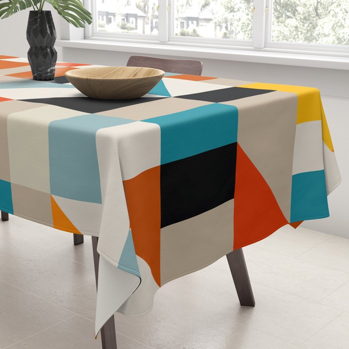Modern Abstract Geometric Bold Colorful Artwork Tablecloth Gallery Image 3