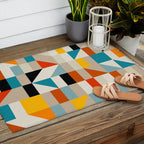 Modern Abstract Geometric Bold Colorful Artwork Outdoor Rug Gallery Image 2