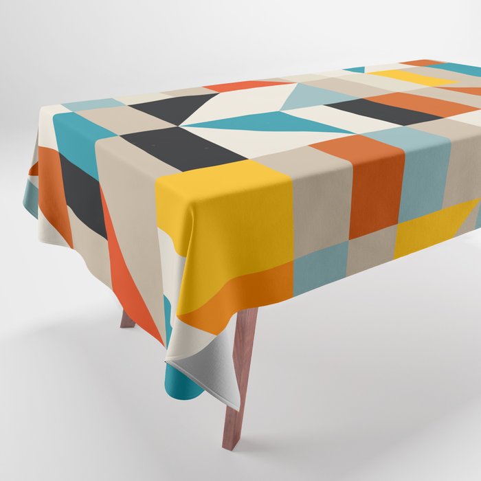 Modern Abstract Geometric Bold Colorful Artwork Tablecloth Gallery Image 1