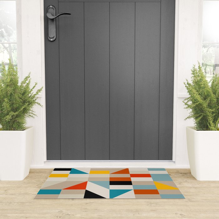 Modern Abstract Geometric Bold Colorful Artwork Welcome Mat Gallery Image 3