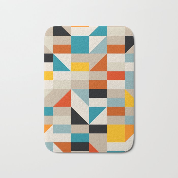 Modern Abstract Geometric Bold Colorful Artwork Bath Mat Gallery Image 1