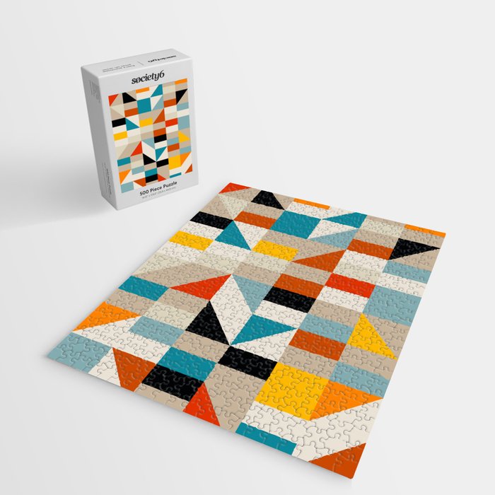 Modern Abstract Geometric Bold Colorful Artwork Jigsaw Puzzle Gallery Image 2