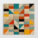 Modern Abstract Geometric Bold Colorful Artwork Wood Wall Art Gallery Image 1