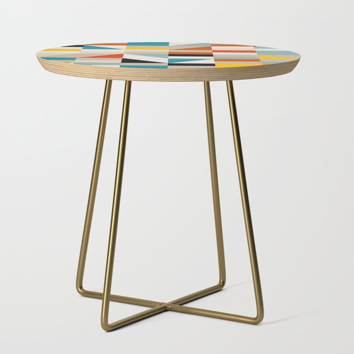 Modern Abstract Geometric Bold Colorful Artwork Side Table Gallery Image 1