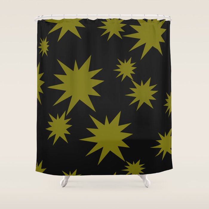Dark Chartreuse Boom Shower Curtain Gallery Image 1