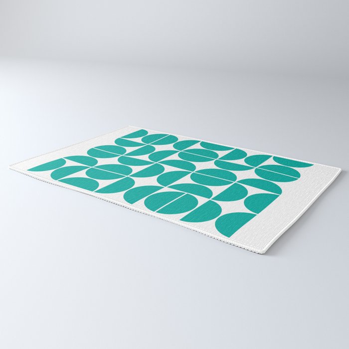 Mid Century Modern Geometric 04 Turquoise Rug Gallery Image 3