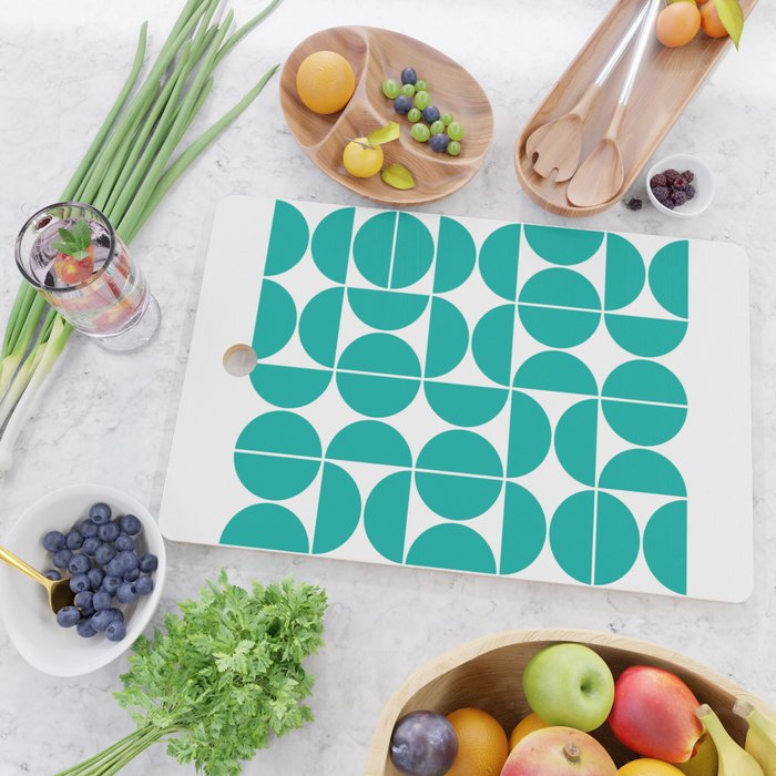 Mid Century Modern Geometric 04 Turquoise Cutting Board Gallery Image 2