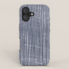 Rustic Abstract Stripes, Navy Blue and White iPhone Case Gallery Image 1