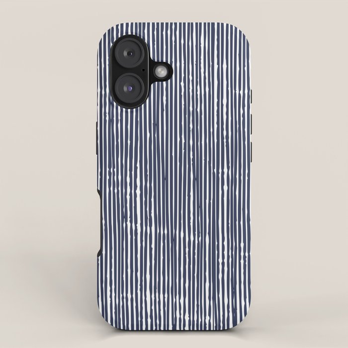 Rustic Abstract Stripes, Navy Blue and White iPhone Case Gallery Image 1