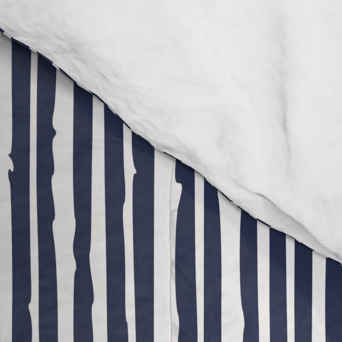 Rustic Abstract Stripes, Navy Blue and White Comforter Gallery Image 4