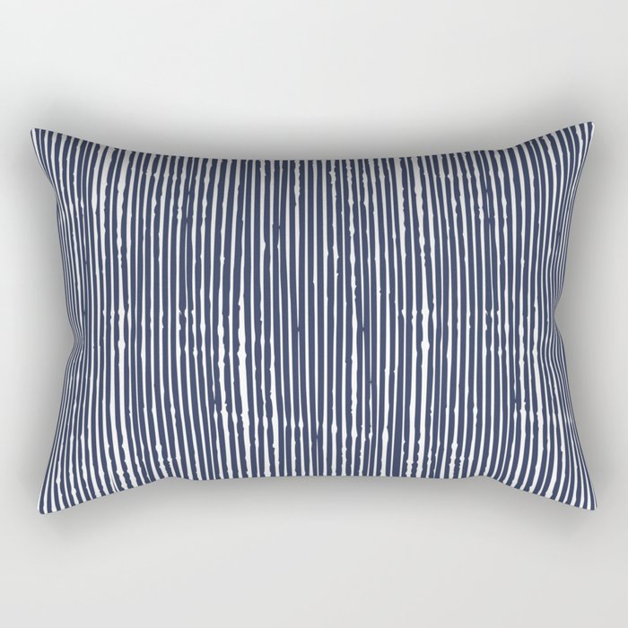 Rustic Abstract Stripes, Navy Blue and White Rectangular Pillow Gallery Image 1