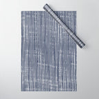 Rustic Abstract Stripes, Navy Blue and White Wrapping Paper Gallery Image 1