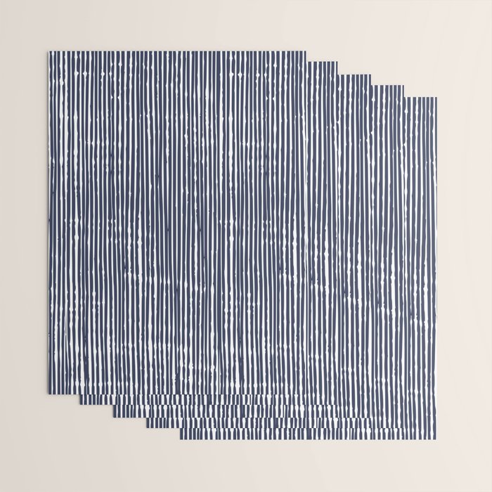 Rustic Abstract Stripes, Navy Blue and White Wrapping Paper Gallery Image 3