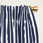 Rustic Abstract Stripes, Navy Blue and White Window Curtain Gallery Image 2