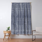 Rustic Abstract Stripes, Navy Blue and White Window Curtain Gallery Image 5