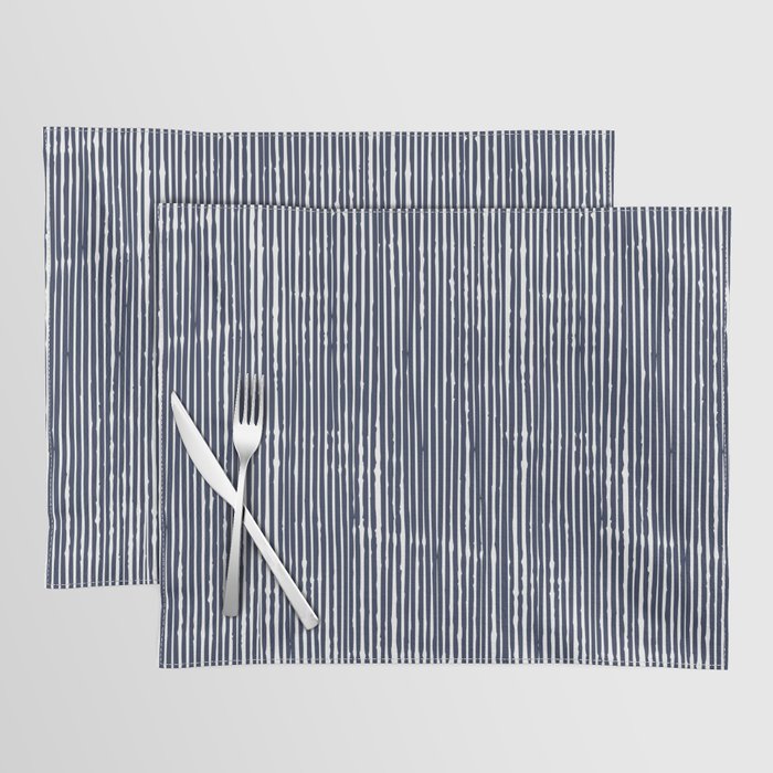 Rustic Abstract Stripes, Navy Blue and White Placemat Gallery Image 1