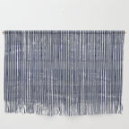 Rustic Abstract Stripes, Navy Blue and White Wall Hanging Gallery Image 1