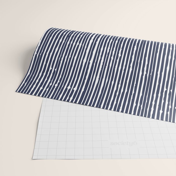 Rustic Abstract Stripes, Navy Blue and White Wrapping Paper Gallery Image 2