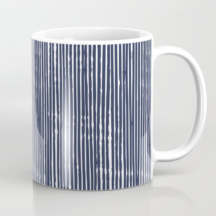 Rustic Abstract Stripes, Navy Blue and White Coffee Mug Gallery Image 1