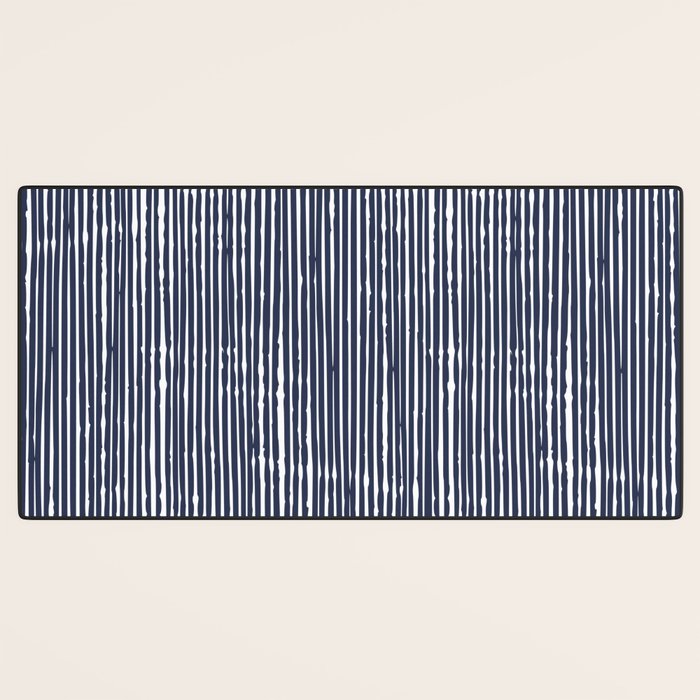 Rustic Abstract Stripes, Navy Blue and White Desk Mat Gallery Image 3