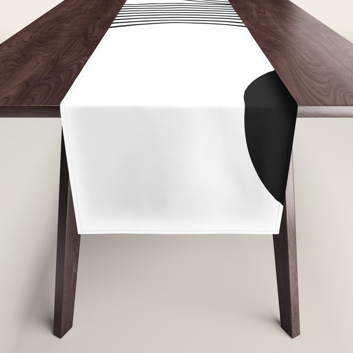 Modern Minimalist Line Art in Black and White Table Runner Gallery Image 1