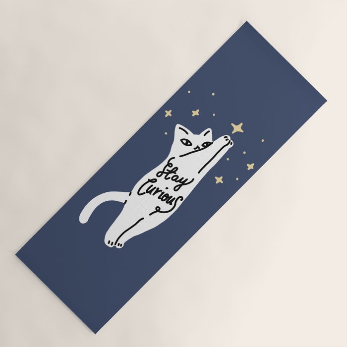 Stay Curious Cat Yoga Mat Gallery Image 1