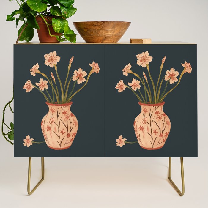 Blush Blooms in Painted Vase Credenza Gallery Image 1