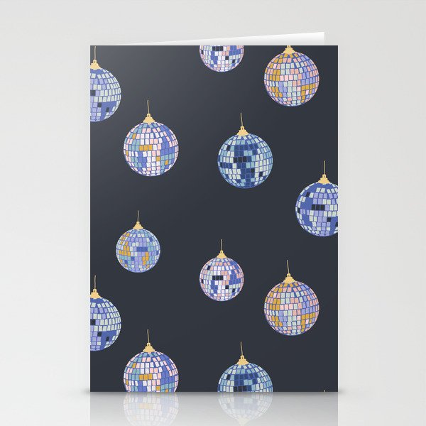 Disco balls party time pattern dark Stationery Card Gallery Image 2