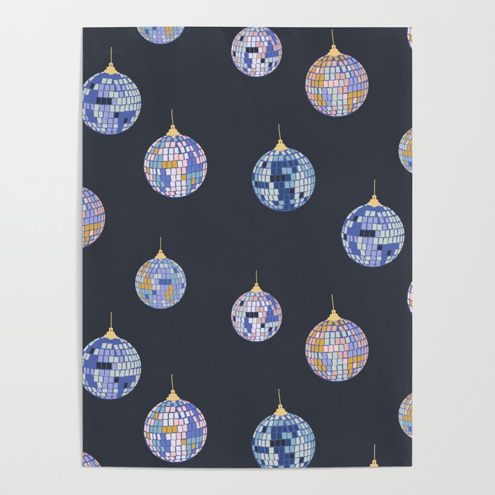 Disco balls party time pattern dark Poster Gallery Image 4