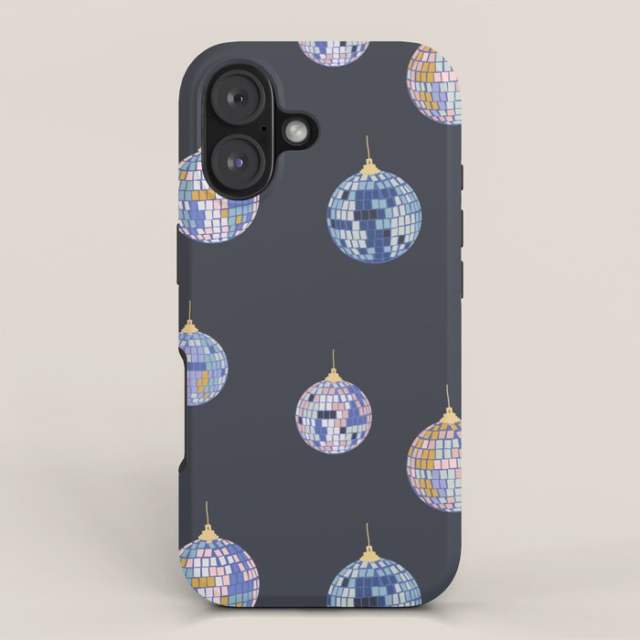 Disco balls party time pattern dark iPhone Case Gallery Image 1