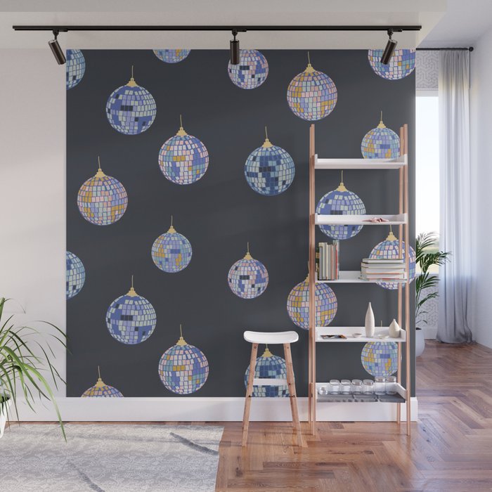 Disco balls party time pattern dark Wall Mural Gallery Image 1