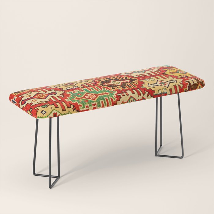 Antique Turkish Kilim Rug Print Bench Gallery Image 1