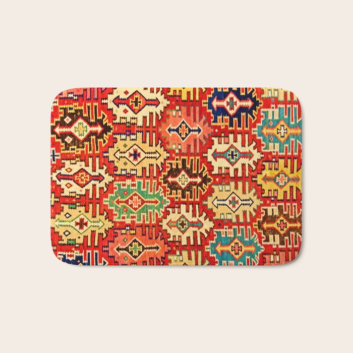 Antique Turkish Kilim Rug Print Bath Mat Gallery Image 1