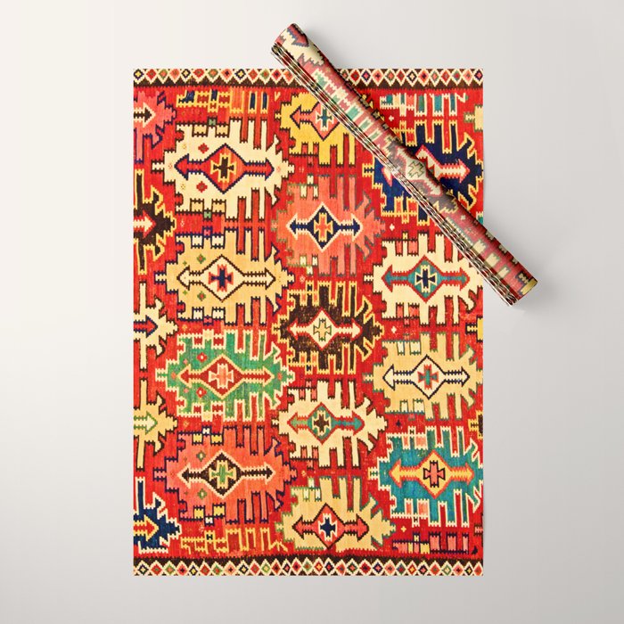 Antique Turkish Kilim Rug Print Wrapping Paper Gallery Image 1