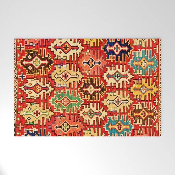 Antique Turkish Kilim Rug Print Welcome Mat Gallery Image 1
