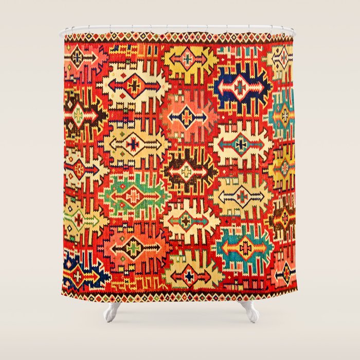 Antique Turkish Kilim Rug Print Shower Curtain Gallery Image 1