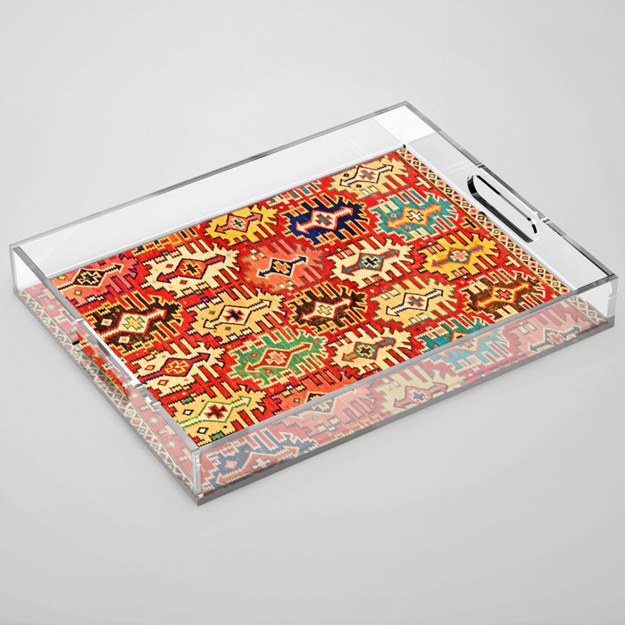 Antique Turkish Kilim Rug Print Acrylic Tray Gallery Image 1