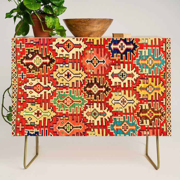 Antique Turkish Kilim Rug Print Credenza Gallery Image 1
