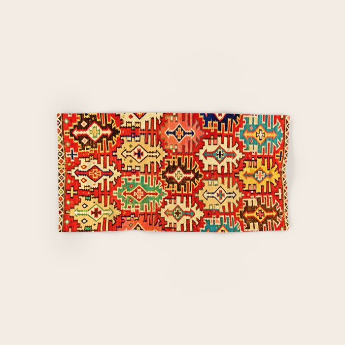 Antique Turkish Kilim Rug Print Bath Towel Gallery Image 1