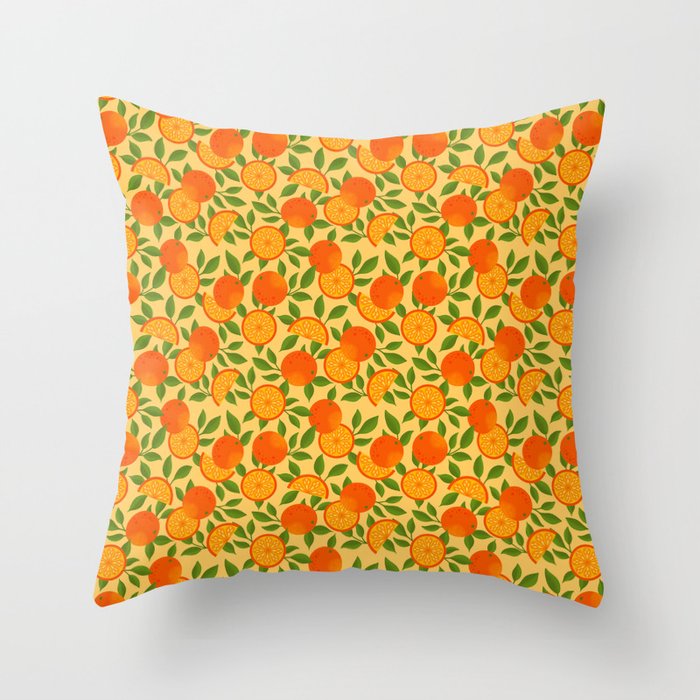 Orange Pattern on Yellow Throw Pillow Gallery Image 6