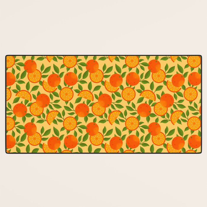 Orange Pattern on Yellow Desk Mat Gallery Image 3