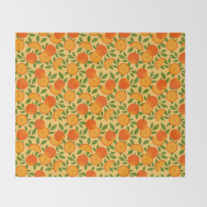Orange Pattern on Yellow Throw Blanket Gallery Image 2