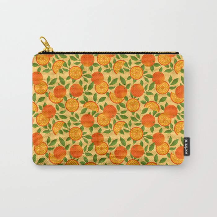 Orange Pattern on Yellow Carry All Pouch Gallery Image 1