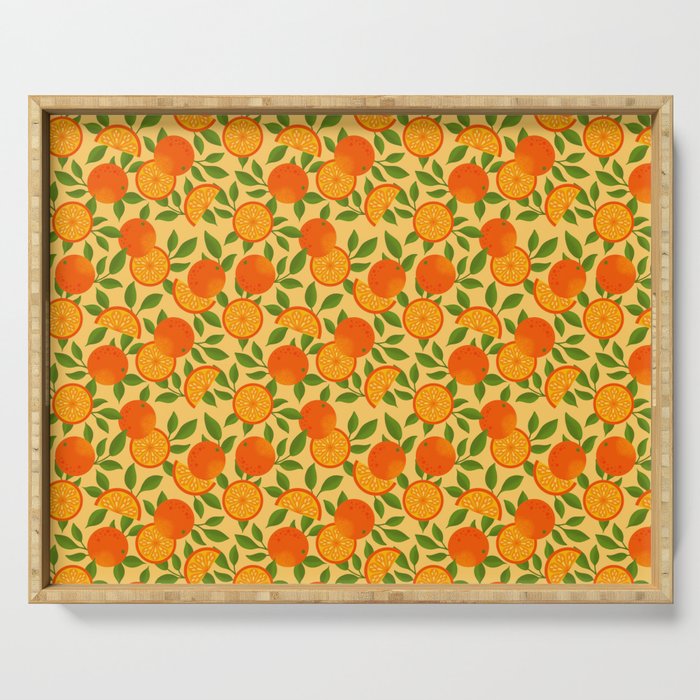 Orange Pattern on Yellow Serving Tray Gallery Image 1