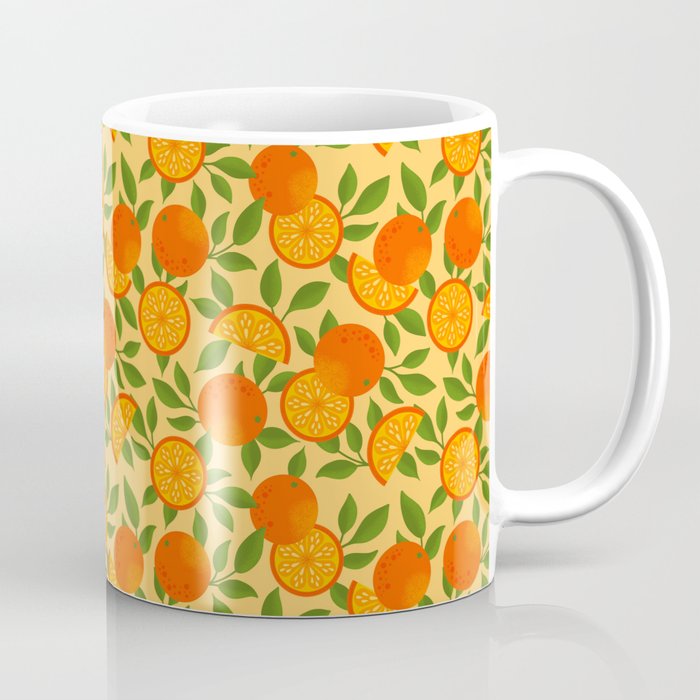 Orange Pattern on Yellow Coffee Mug Gallery Image 1