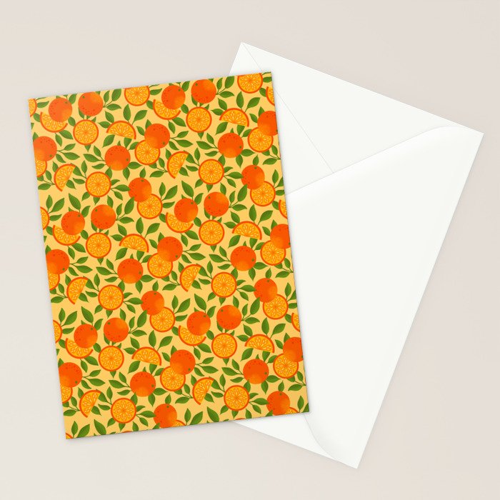 Orange Pattern on Yellow Stationery Card Gallery Image 2
