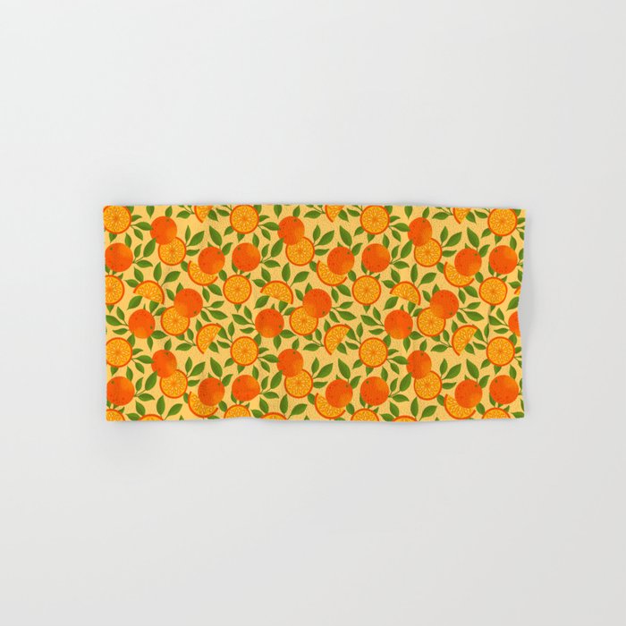 Orange Pattern on Yellow Bath Towel Gallery Image 1