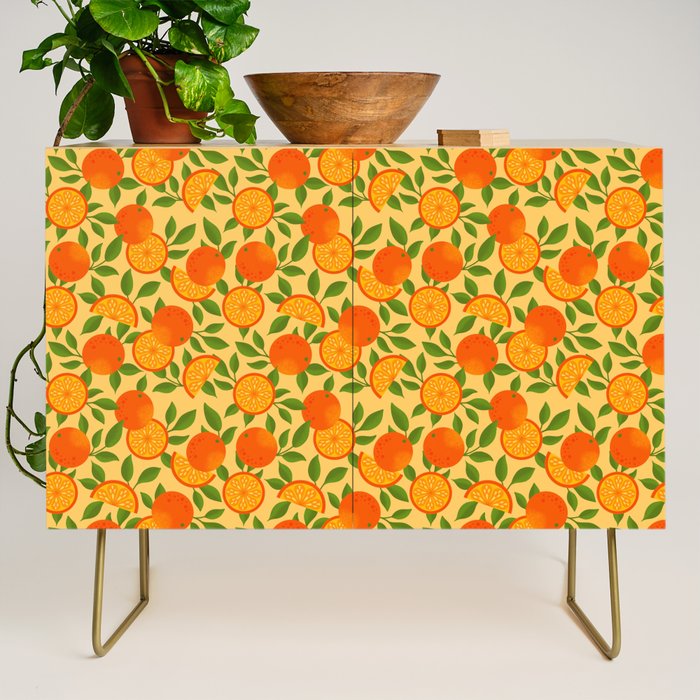 Orange Pattern on Yellow Credenza Gallery Image 1